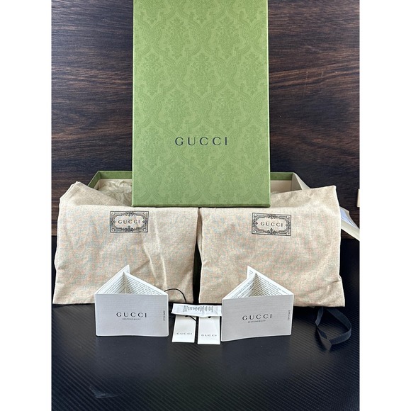 Gucci Green Paisley Embossed Empty Shoe Accessory Storage Box 14.5x8.25x5.25 - Picture 10 of 12